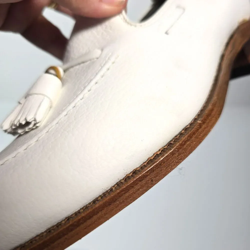 FootJoy Classics Dress Shoes 73486 White Tassel Loafers Men's 8.5 D USA 73486